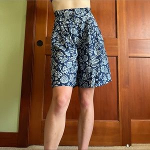 Vintage 100% Silk Blue Flowy Shorts Skort